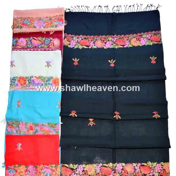 Indian floral embroidery design border shawls